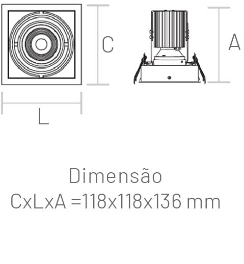 Luxdot Q118 15W / Embutir Dimerizável