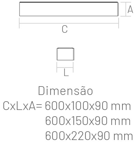 Luxsquare 600 X 220 / 19W Sobrepor Dimerizável