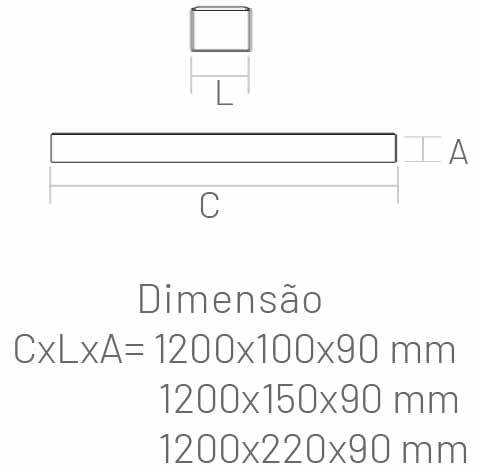 Luxsquare 1200 X 150 / 38W Sobrepor Dimerizável